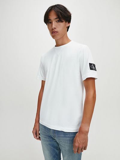 Calvin Klein Ruhák HU946705 | Calvin Klein Monogram Badge Férfi Póló Világos Fehér
